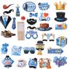 30pcs Cap Mustache Glasses DAD Photography Decor Blue Dress Up Costume Mask  Birthday Supplies