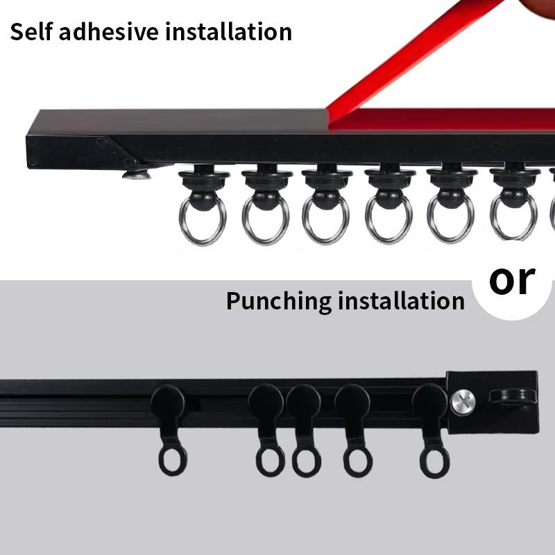 Самоклеящаяся карнизная система без сверления для гладкого потолка или стены, штанга для штор для дома, спальни, душа, шкафа и автодома