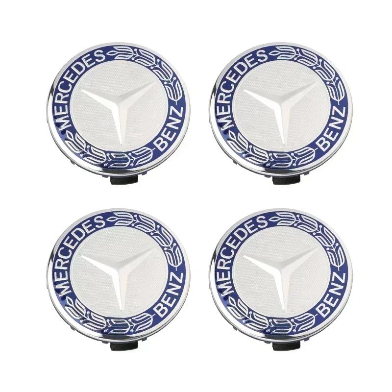 For Mercedes Benz W117 W163 W164 W166 W167 W176 W204 W205 W212 W213 X253 C180 E300 GLC 4PCS 75mm Wheel Hub Cap Emblem Badge