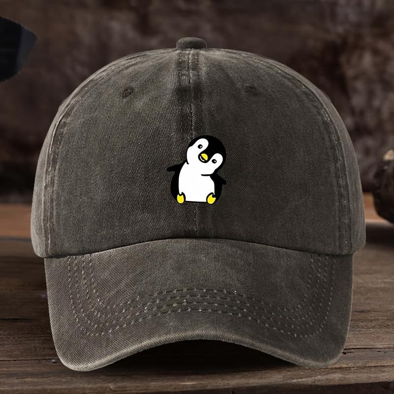 Cute Penguin Printed Baseball Hat Suitable for Outdoor Fishing and Travel Headwear Optimistic Design Comfortable Headwear