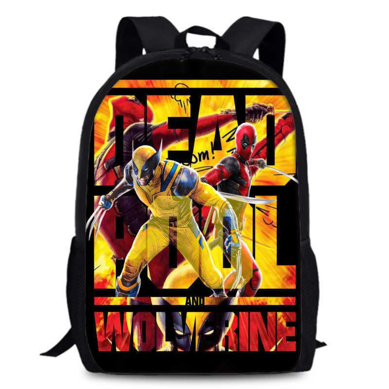 Deadpool Wolverine Backpack 15 Inch Anime Cartoon Schoolbag Lightweight