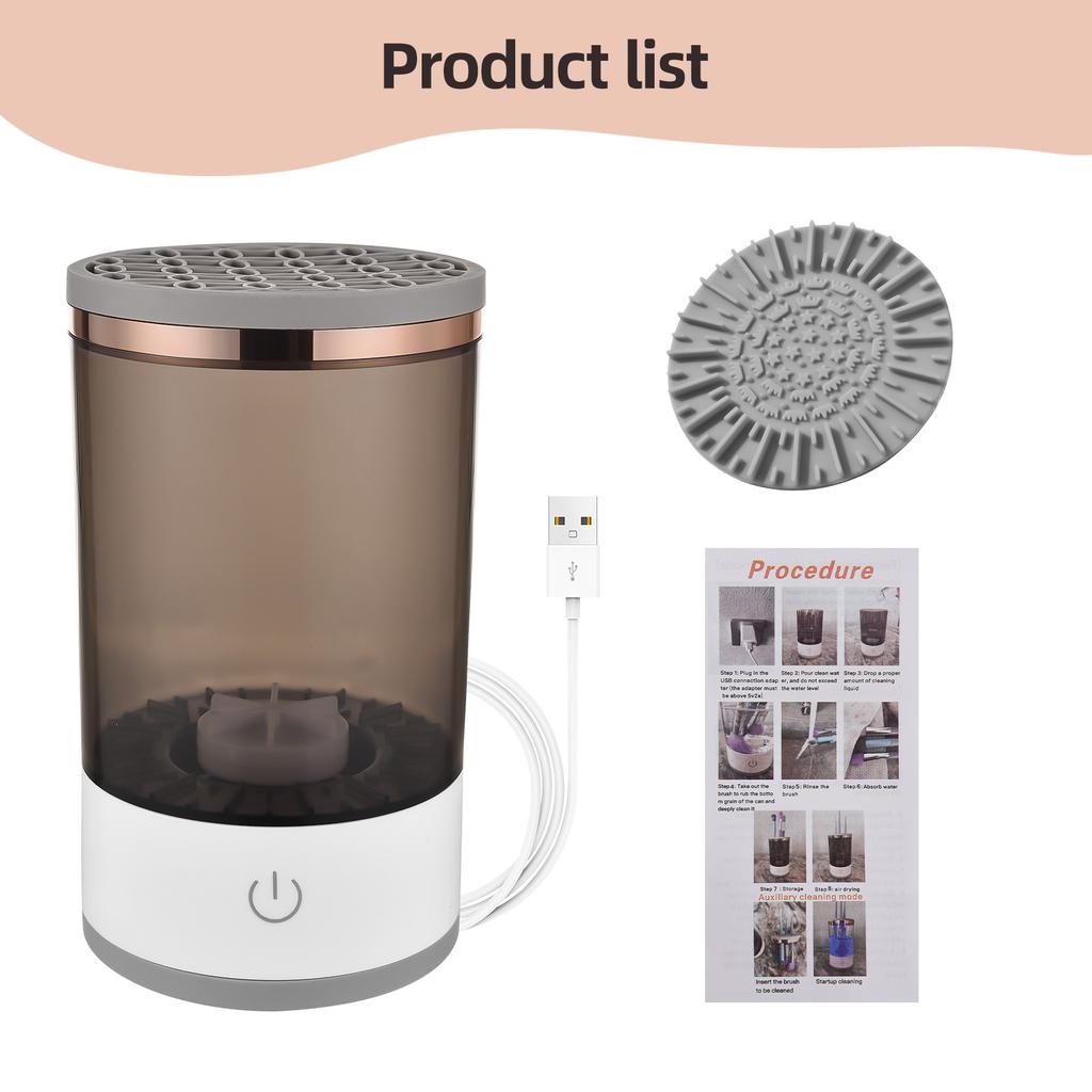 Очиститель косметических кистей - автоматический вращающийся электрический очиститель кистей для макияжа с питанием от USB и кистью