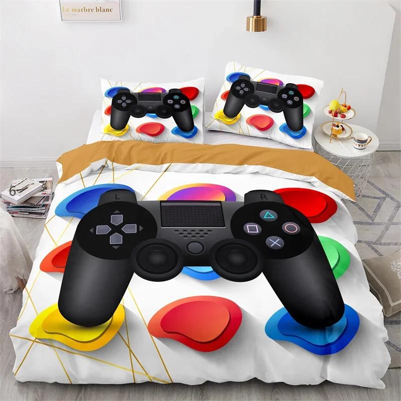 Игровой комплект постельного белья Twin Full Size Детская наволочка с геймпадом Для мальчиков и девочек Декор спальни Полиэстер Чехол на одеяло с геймпадом