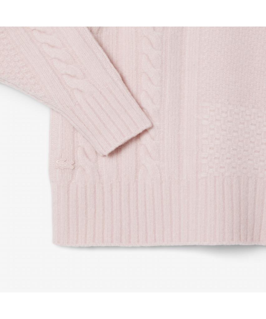 LACOSTE Women'S Aran Cable Turtleneck Pullover Af3974-55N Ady