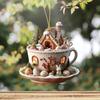 1Pc/5Pcs Easter Coffee Cup House Ornaments Chocolate Mug Bunny House Pendant 2D
