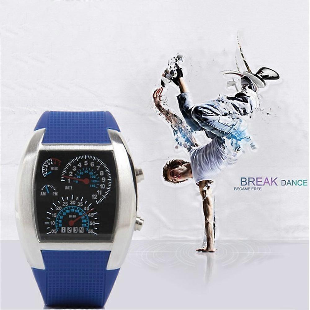 LED Electronic Aviation Watch with Unique Fan-shaped Dial