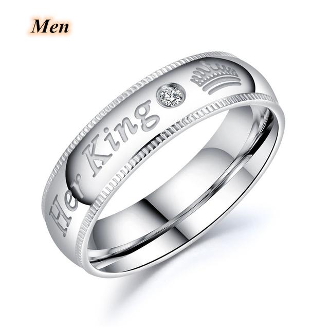 Модные Кольца Для Пары Ее Король Его Королева Заявление Кольца Циркон Корона Кольцо Романтическая Годовщина Обручальное Кольцо