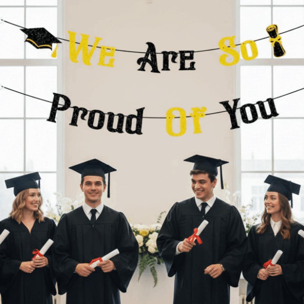 Gold Shining Glittery Gold Garland Glitter Decor Graduation Hanging Banner Photo Background