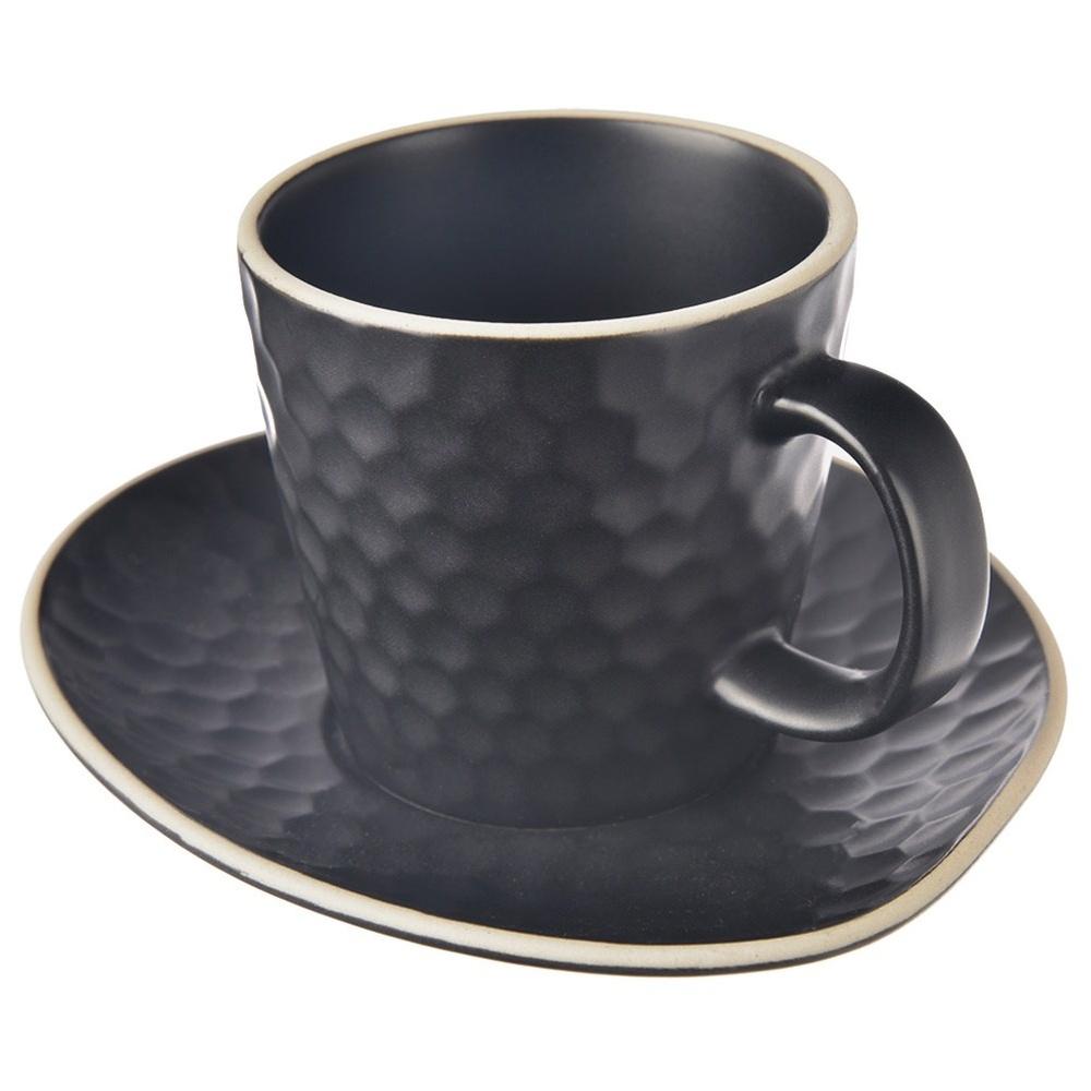 Filiżanka Czarna ze Spodkiem Ceramiczna do Picia Kawy Herbaty 235 ml