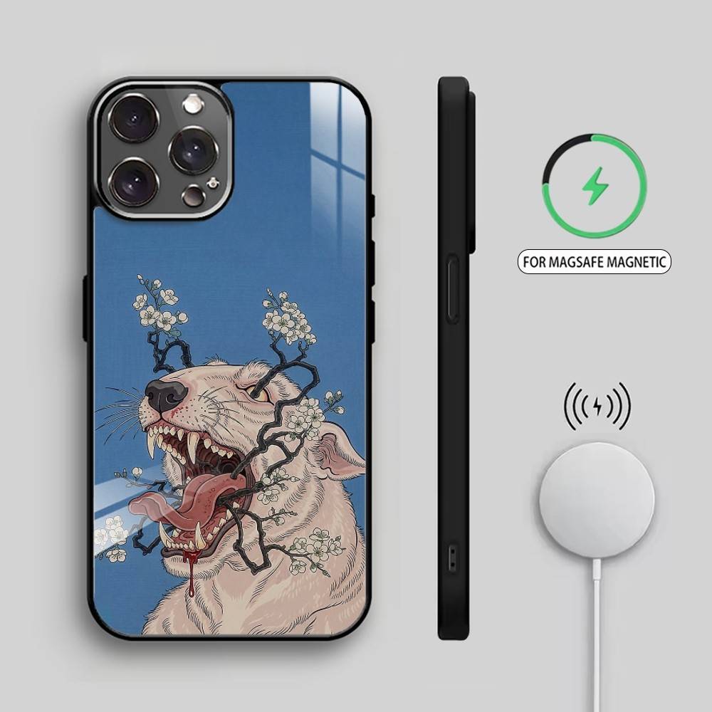 Neo Ukiyo-e Myth Creature Phone Case For iPhone17,16,15,14,13,12,11 Plus,Pro Max Magnetic For Magsafe Wireless Charging