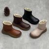 Genuine Leather Cotton Shoes Thick Soled Snow Boots With Plush Warm Women's Boots