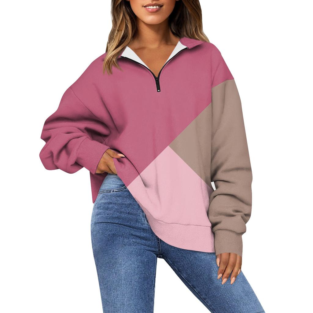 Женская модная толстовка с длинным рукавом и принтом в полоску с отворотом на молнии