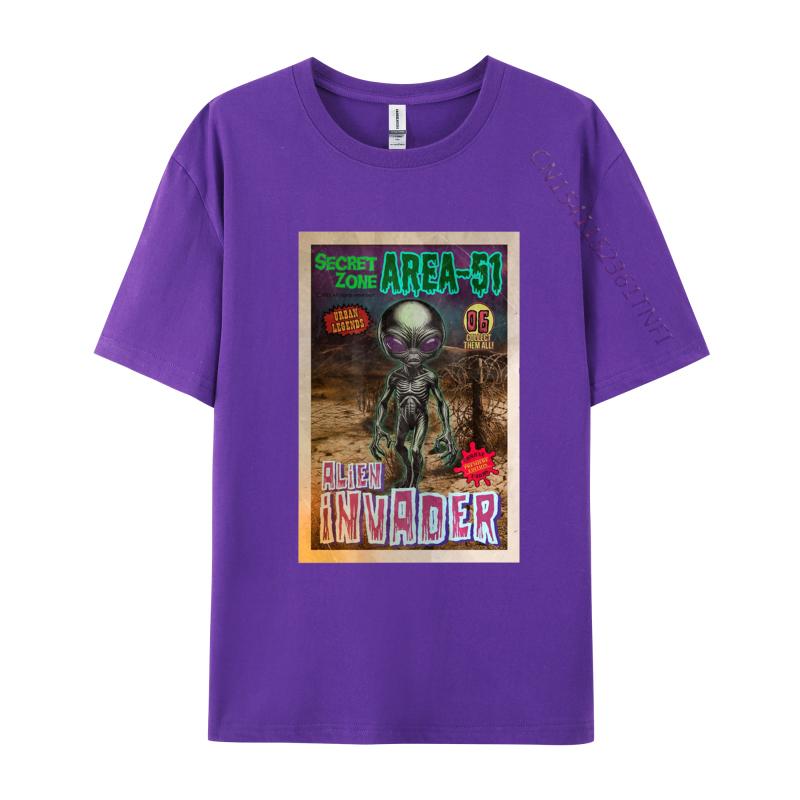Area 51 Alien Tshirt Alien UFO Invader Tshirts Casual Cotton T Shirt For Men Mens Clothing Plus Size