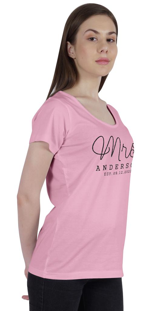 Inkdotpot Персонализированная женская футболка-топ Mrs Wedding Announcement Shirt-2S