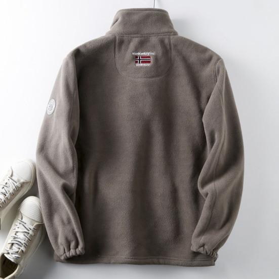 Мужская зимняя флисовая куртка с карманом и длинным рукавом, воротником-стойкой на молнии, толстое теплое удерживающее тепло уличное пальто