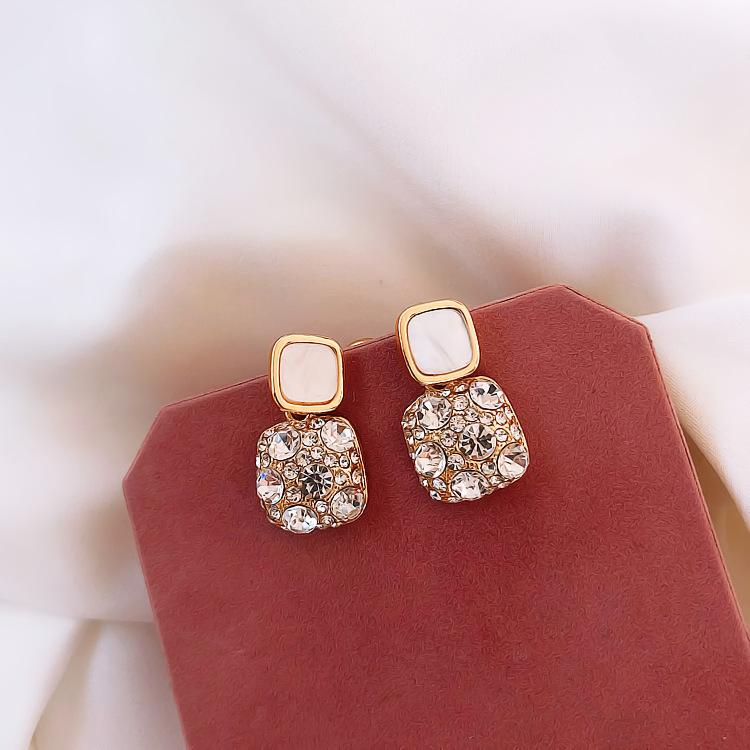 Серебряная игла S925 Ретро Новые Популярные В Темпераменте Черный Квадратный Стразы Личность Дикие Серьги Женские Украшения Oorbellen
