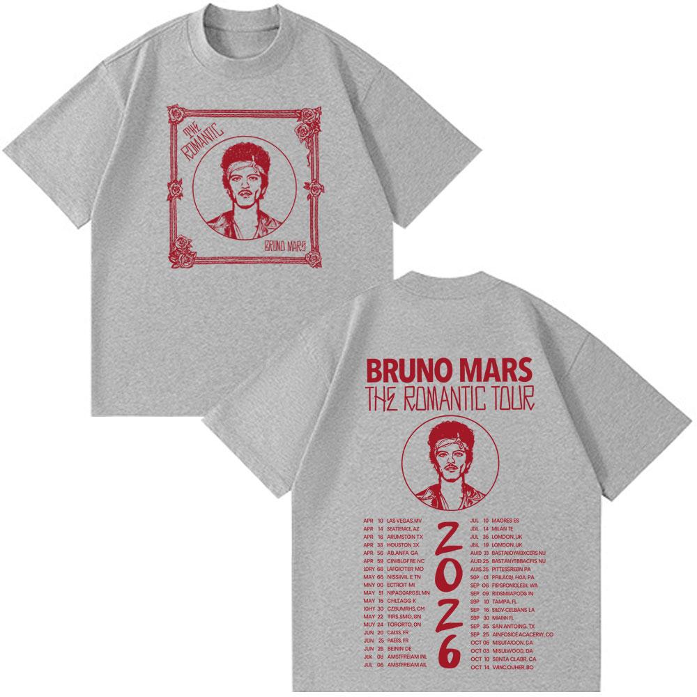 Singer Bruno Mars New Album Print Tshirt Men Women Loose Short Sleeve Pop Music Tshirt Summer Cotton Casual Aesthetic TShirts