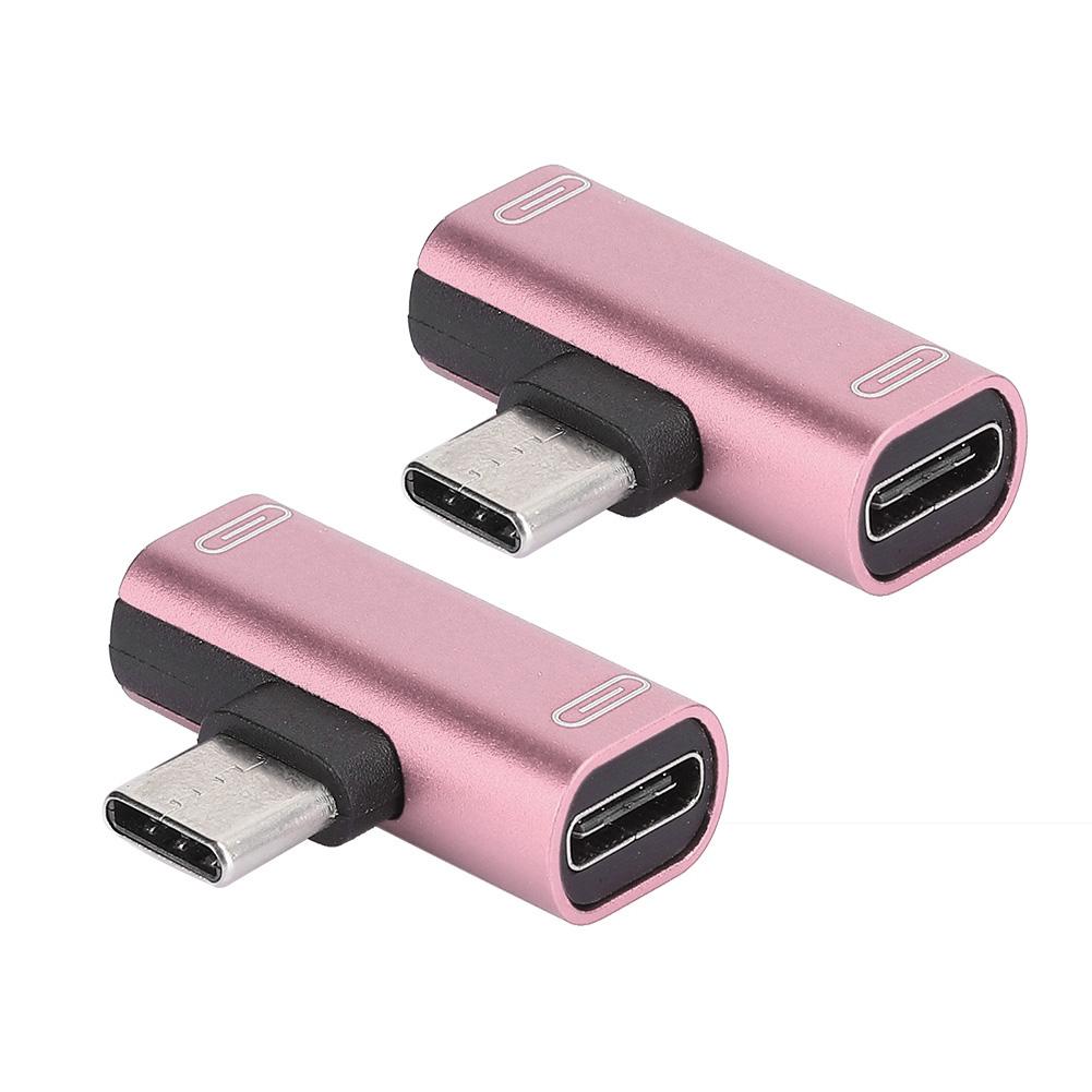 2 шт. Конвертер-разветвитель Type-C Двойной 2 в 1 на наушники USB o Адаптер для зарядки Розовый(розовый )