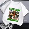 Итальянская футболка Brainrot Tung Tungtung Sahur Мультяшный Аниме Принт Одежда Круглый Вырез Базовые Мальчиковые Топы Впитывающие Повседневные Рубашки Подарок