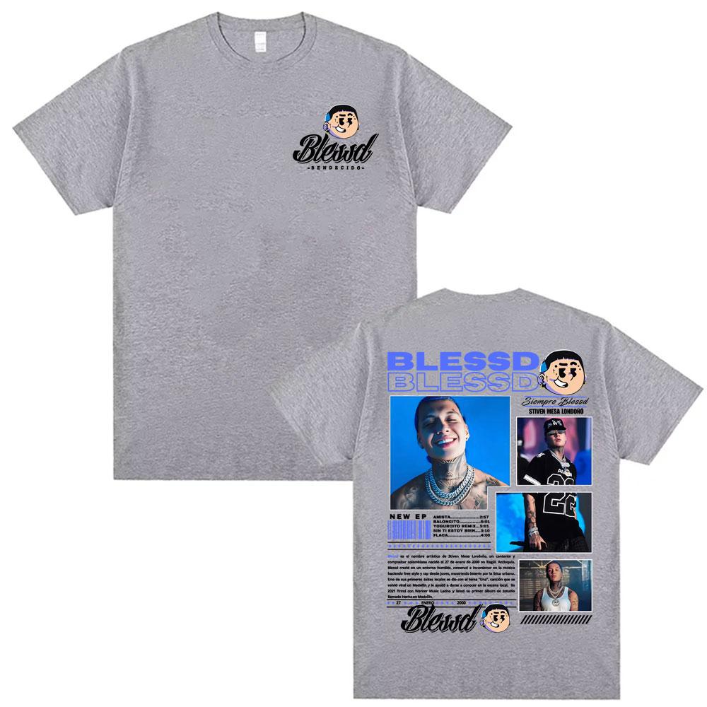 Blessd El Bendito Album Graphic 100cotton Unisexs shirt Y2k Hip Hop ONeck Short Sleeve Womens summer fashion oversized Tshirt