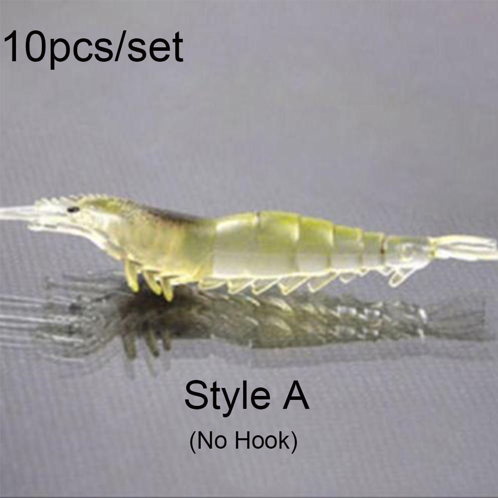 10Pcs New Soft Biomimetic Sea Fishing Prawn Lure Hook Worm Silicone Shrimp Fake Bait