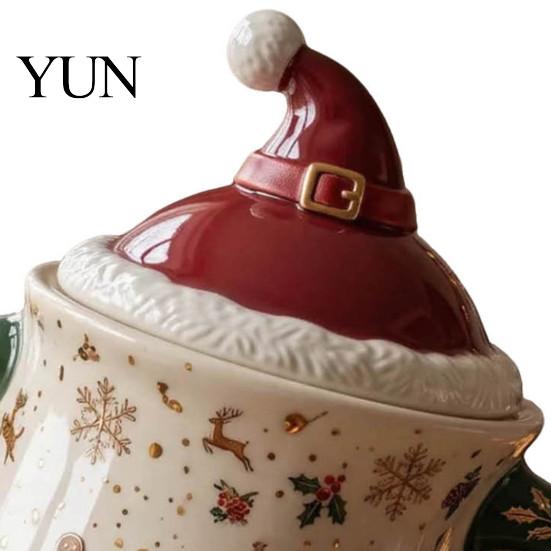 Ceramic Storage Jar Christmas Themed with Airtight Lid, Decorative Gingerbread Man Home Decor Cookie Canister, Large Capacity Snack Container
