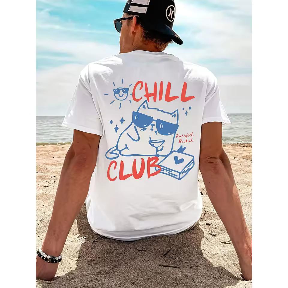 Chill Club Cool Cat Sunglasses Graphic T-and kids tshirt Men Women Casual Streetwear Short Sleeve Cotton Cute Book Lover Print Tops