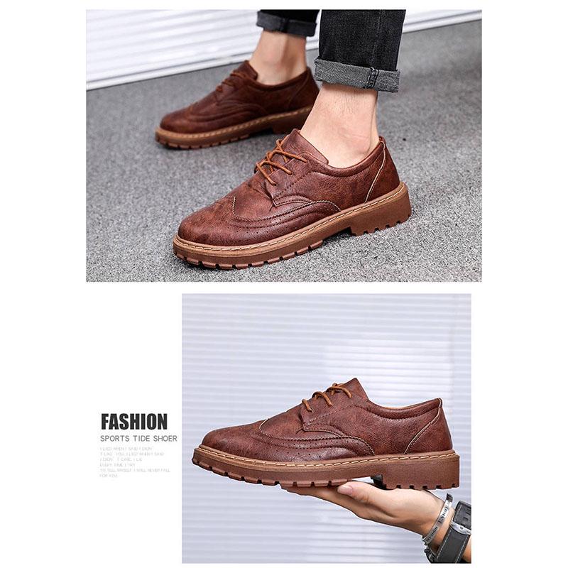 Men Classic Dress Shoes Leather Carved Formal Shoes Oxford Sneakers Pointed Leather Dress Shoes