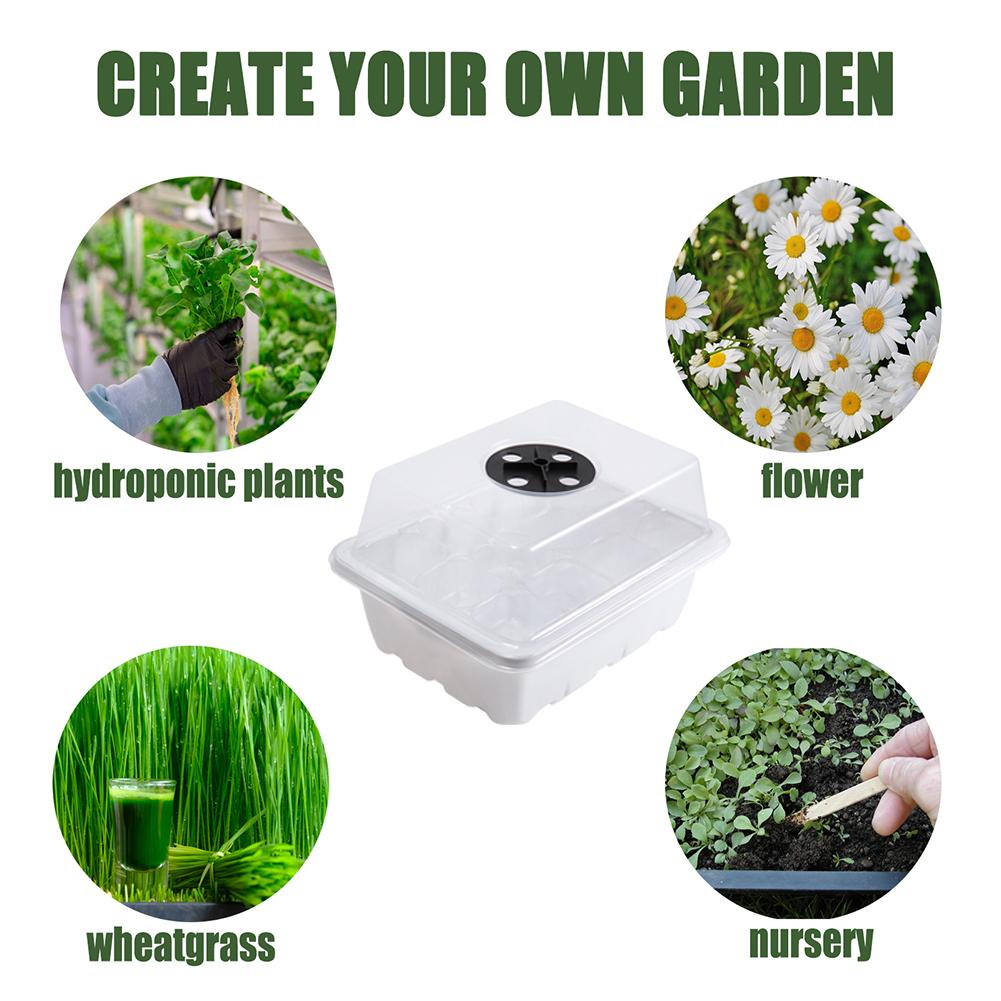 1-5pcs Plants Seed Starter Trays with Humidity Dome 12 Holes Per Tray Nursery Pots Lights For Home Plant Greenhouse Growing Pot