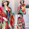 Cotton Ethnic Style Yarn Shawl Breathable Square Hijab Scarf Sweet Big Pattern Headscarf  Summer