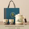 Portable Quick-Brew Travel Tea Set with Water Separation: One Pot & Four Cups