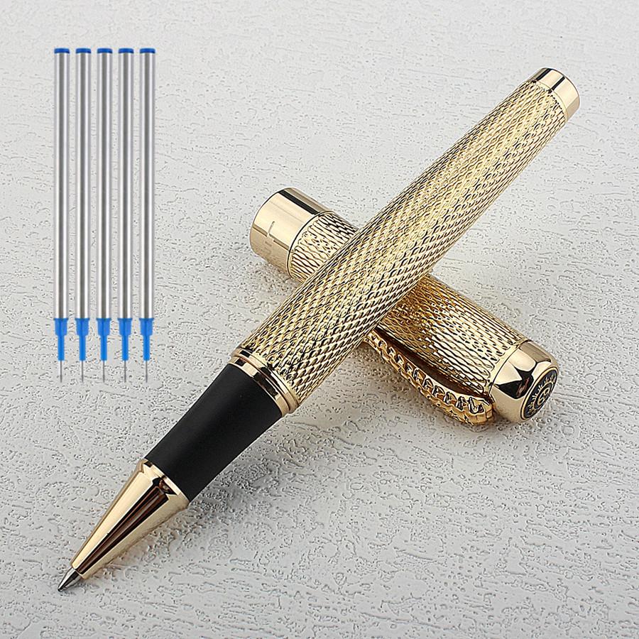 Jinhao 1200 Металлический набор роллеров с чернилами в коробке Золотой/Серебряный Деловые Офисные Школьные принадлежности Шариковая ручка