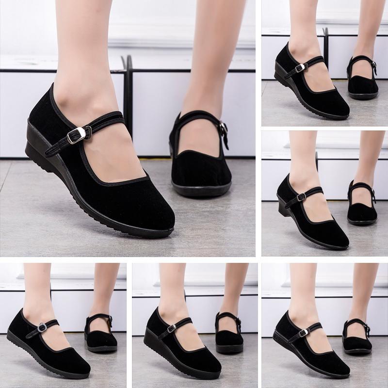 [Flash Sale] Old Beijing Cloth Shoes Women's Shoes Flat Heel Middle-aged Soft-soled Work Shoes Black Hotel Non-slip Dancing Mother