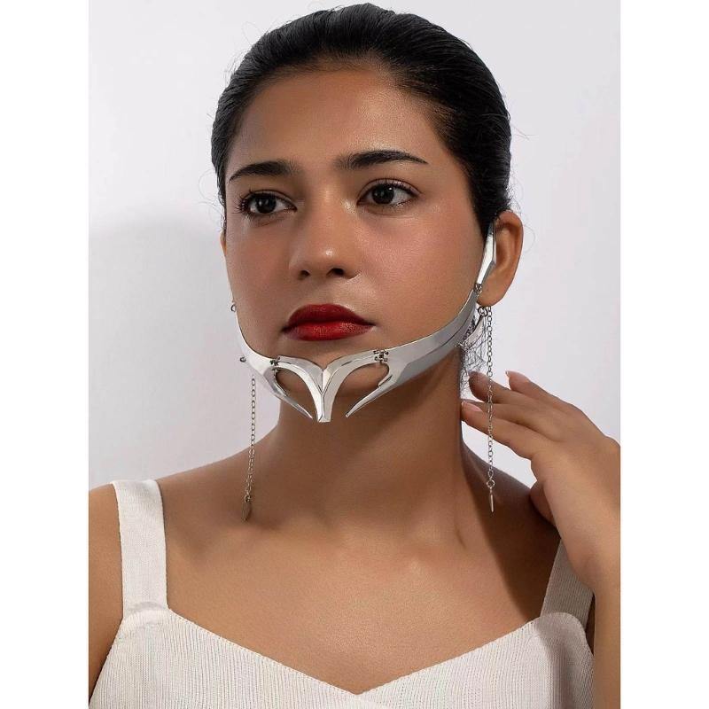 Неправильная Титановая Сталь Маска Готический Панк Металл Механический Инопланетянин Жидкое Лицо