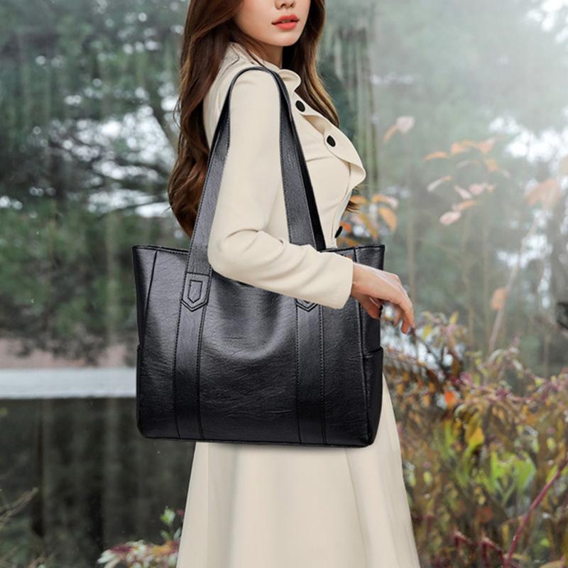 Yogodlns Women PU Leather Handbags Fashion Big Capacity Tote Bags Retro Double Strap Shoulder Bag