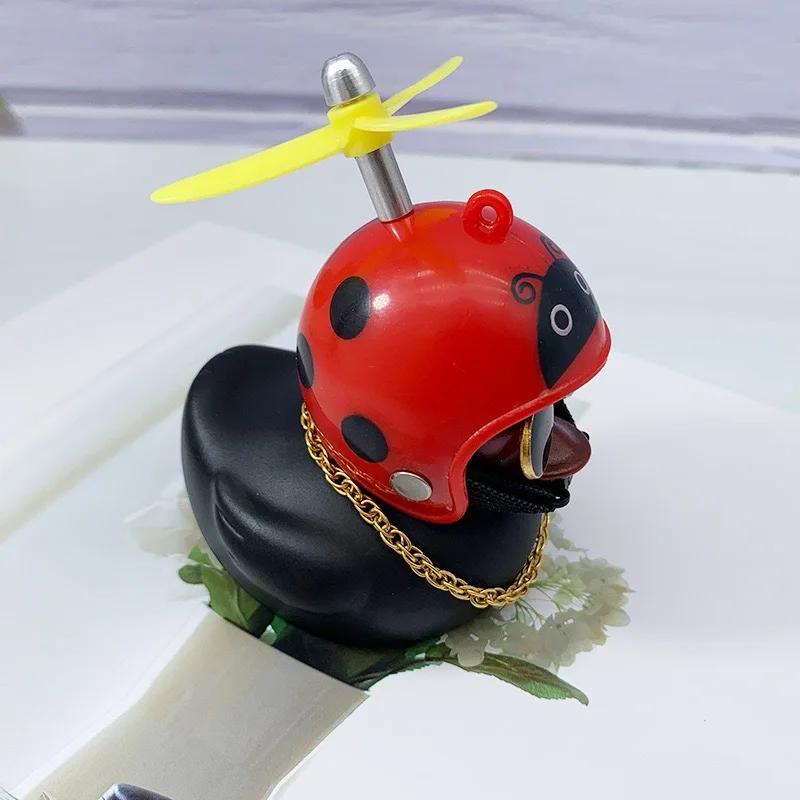 Little Black Duck with Helmet Propeller Bicycle Bell Bike Motorcycle Scooter MTB Universal Black Duck Bike Decoration