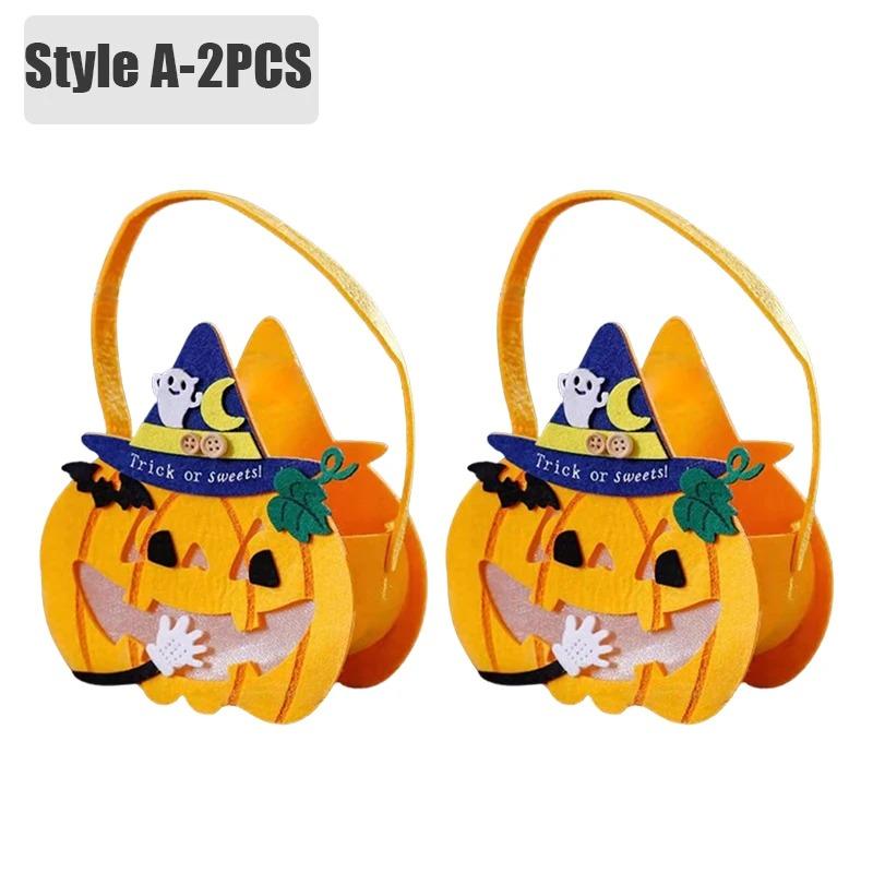 1-6PCS Halloween Trick or Treat Candy Bag for Kids Felt Pumpkin Gift Tote Bag Holiday Party Halloween Decorations Accessories