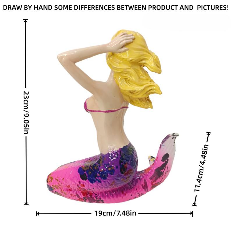 Mermaid Princess Figurine Set Entryway TV Stand Decor Resin Cartoon Ornament Gift Kids Home Living Room Holiday