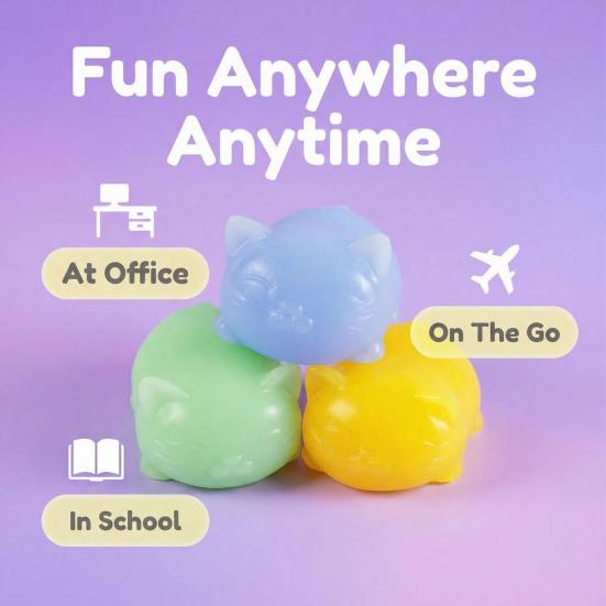 Kitten Squeeze Stress Toy, Soft Cat Fidget Ball, Cute Animal Decompression Toy for Office Desk, Gift for Cat Lovers