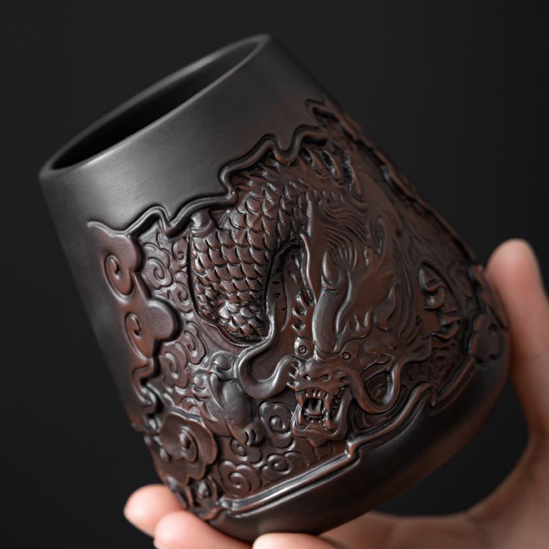 Высококачественная фиолетовая керамика для чайной церемонии Six Gentlemen Hand Carving Керамика Blackwood Solid Kung Fu Чайный сервиз Аксессуары