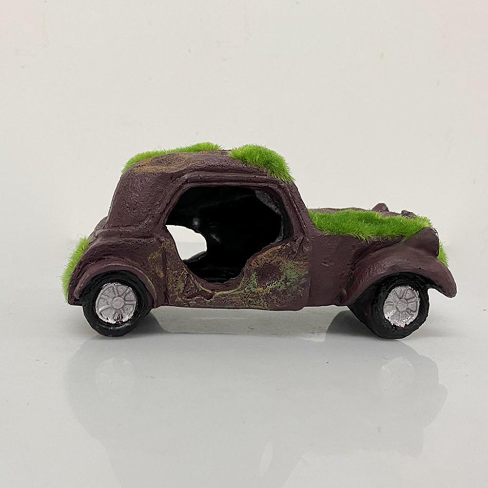 Moss Vintage Old Car Ornaments Hiding Cave Shelter Layout Prop Aquarium Fish Tank Landscape Decor Supplies