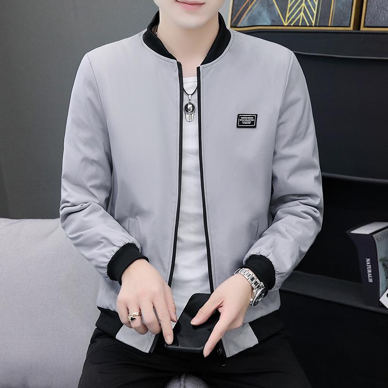Jacket Men's Spring Baseball Collar Jacket Men's Commuting Simple Jacket Windproof Men's Trendy Youth Baseball Uniform
