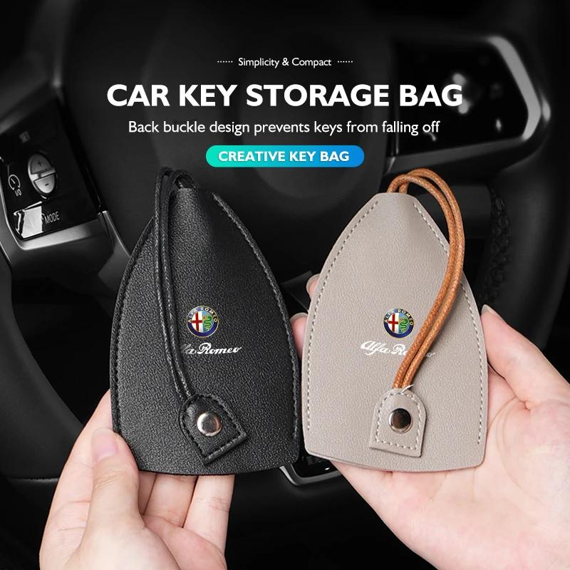 Car Sticker For Alfa Romeo 159 147 Portable Leather Car Key Protective Case Key Organizer Bag Badge Accessories For Alfa Romeo G abc012