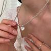 Melliv Silver Heart Mother-of-Pearl Ball Chain Necklace_mvn41