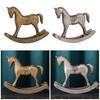Wood Carving Rocking Horse Figurine Vintage Miniature Rocking Horse Statue Home Office Living Room Desktop Decoration Ornament