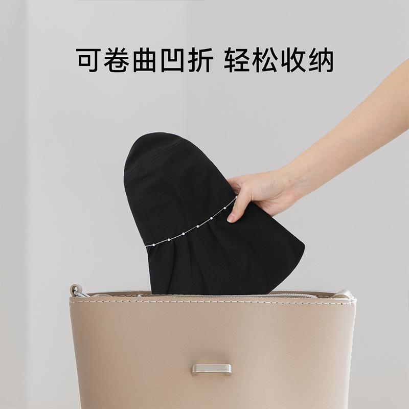 ELLE [Temperament Sunscreen] Fisherman's Hat Summer Black Rubber Sunshade Large brim UV resistant Half Air Top Fashion Hat
