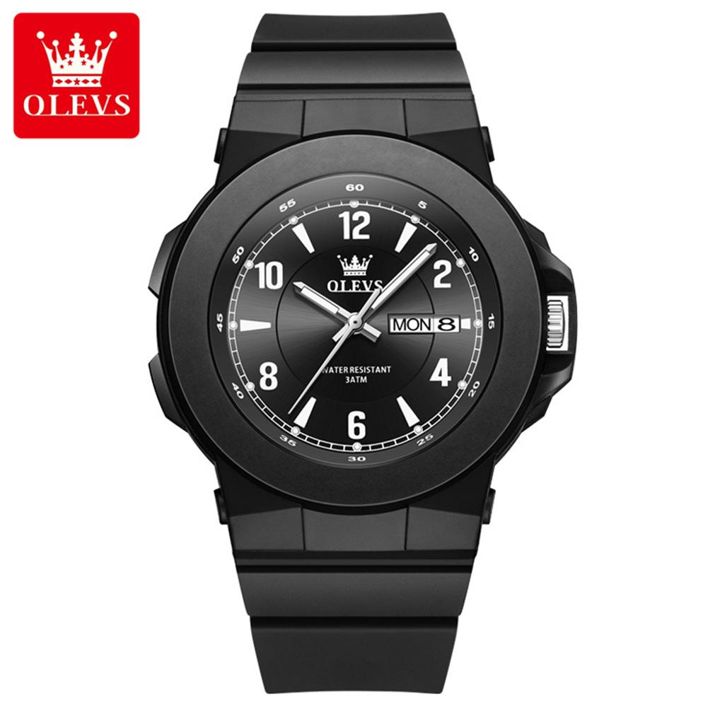 OLEVS 5681 Classic Waterproof Student Young Calendar Watch Rubber Strap Sports Luxury Quartz Watch for Man