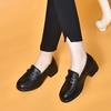 2025 Autumn New British Style Work Small Leather Shoes Thick Heel Single Shoes Round Head Soft Sole Black Loafers