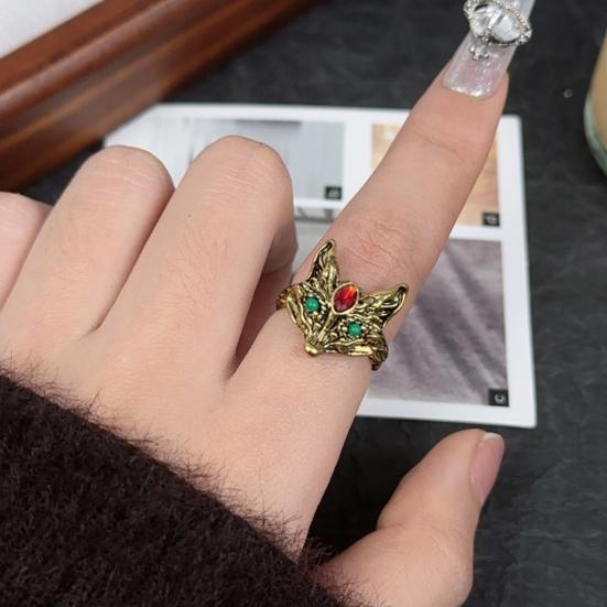 Fox Ring Vintage Style Adjustable Opening Ring Rhinestone Decor Polished Adult Party