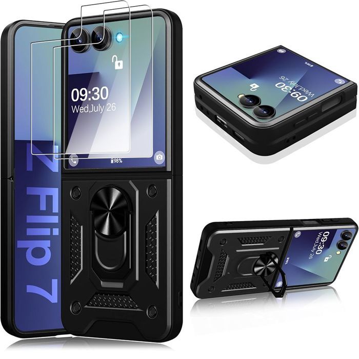Coque de protection - BOOLING - pour Samsung Galaxy Z Flip 7 - Antichoc - Noir - 2 Verres Trempés